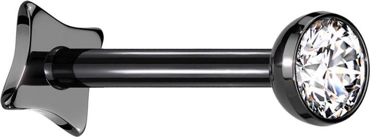 Actual product image Star Piercing Micro threadless labret angular black hemisphere black crystal silver (without brass, Titanium G23)