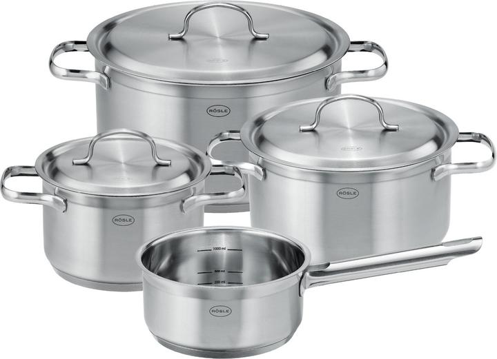 Rösle Topf-Set Pureelements 4-teilig ø 16/20/24 cm (Pfannenset + Topfset, Edelstahl)