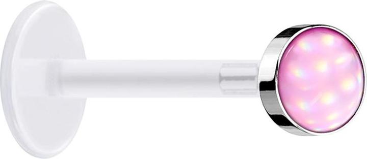 Produktbild Star Piercing Micro Labret transparent mit Scheibe und Epoxidstein pink (ohne Messing, Chirurgenstahl 316L, Bioflex)