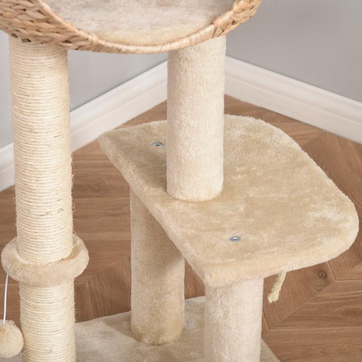 Immagine prodotto PawHut Albero per gatti con grotta (100 cm, Beige)