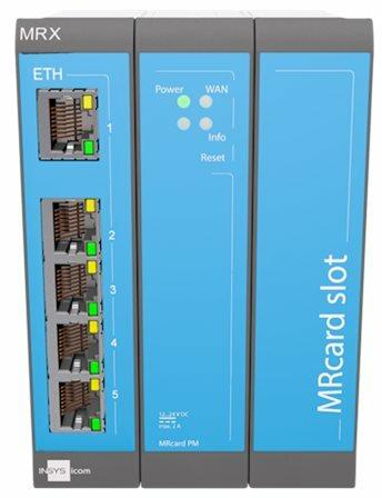 Actual product image Insys icom MRX3 LAN, modular LAN router, VPN 5xEthernet 10/100BT 2xdig.One MRcard slots:1xfree