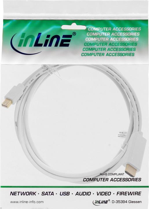 Image du produit InLine Câble convertisseur Mini DisplayPort vers HDMI avec audio blanc 5m (5 m, HDMI)
