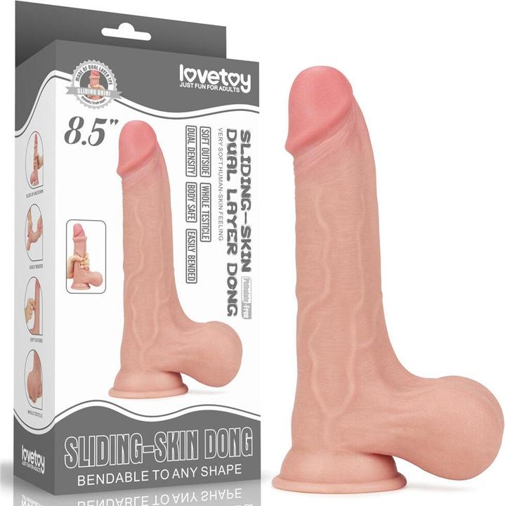 Actual product image Lovetoy Dildo Sliding Dual Layer 8.5 Natural