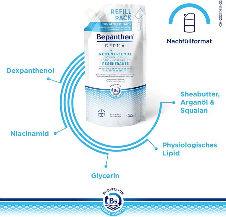 Actual product image Bepanthen Derma Regenerating Body Lotion Refill Bag Lot (Body lotion, 400 ml)