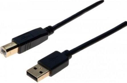 Productafbeelding Exertis Connect USB 2.0 premium kabel, verguld, USB-poort A / USB-poort B, 1,0 m USB-verbindingskabel van hoge (1 m, USB 2.0)