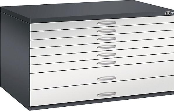 Produktbild C+P CP 7200 Planschrank schwarzgrau, lichtgrau 8 Schubladen 135,0 x 96,0 x 76,0 cm