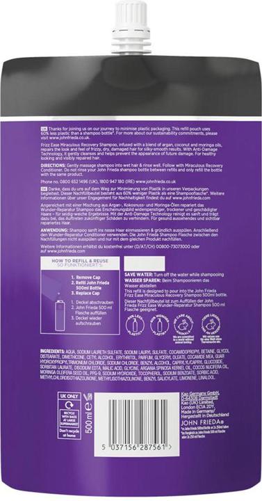 Image du produit John Frieda Frizz Ease réparation miracle (500 ml, Shampoing liquide)
