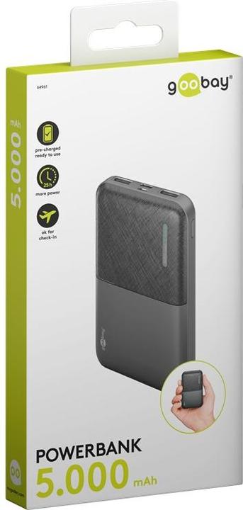 Produktbild Goobay Powerbank Kompakt 5.000 mAh (5000 mAh, 10.50 W, 3.70 Wh)