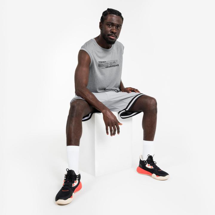 Produktbild Kipsta Damen/Herren Basketball Shorts wendbar leicht - SHR 500 schwarz-weiss (XS)