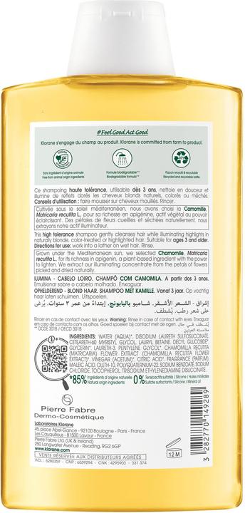 Image du produit Klorane Camomille bio shampooing (400 ml, Shampoing liquide)