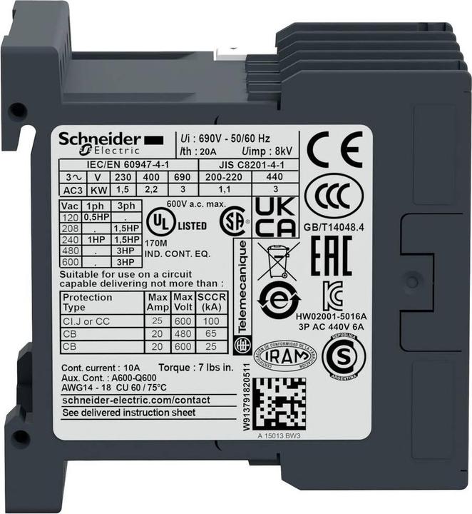 Produktbild Schneider Electric Leistungsschütz 220VAC 2,2kW 6A