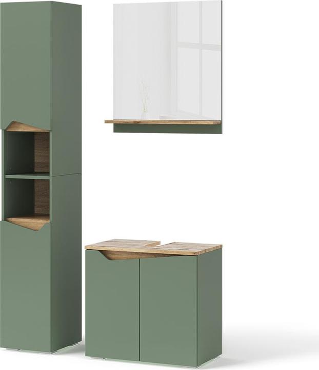 Vichy Badmöbel-Set Marelle, Grün/Artisan, 3 Teile, mit Hochschrank