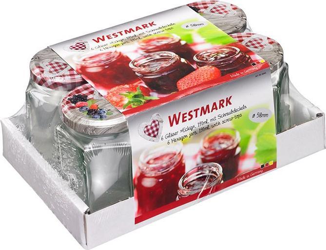 Produktbild Westmark 6er Set 191ml 6eck Gläser, m Herz-Dekor Deckel, 58 mm (6 Stk., 0.19 l)