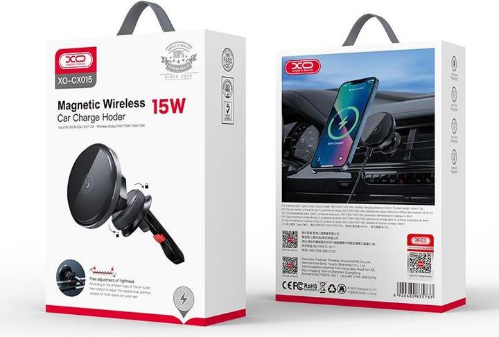 Actual product image xO car holder CX015 with inductive charging black 15W