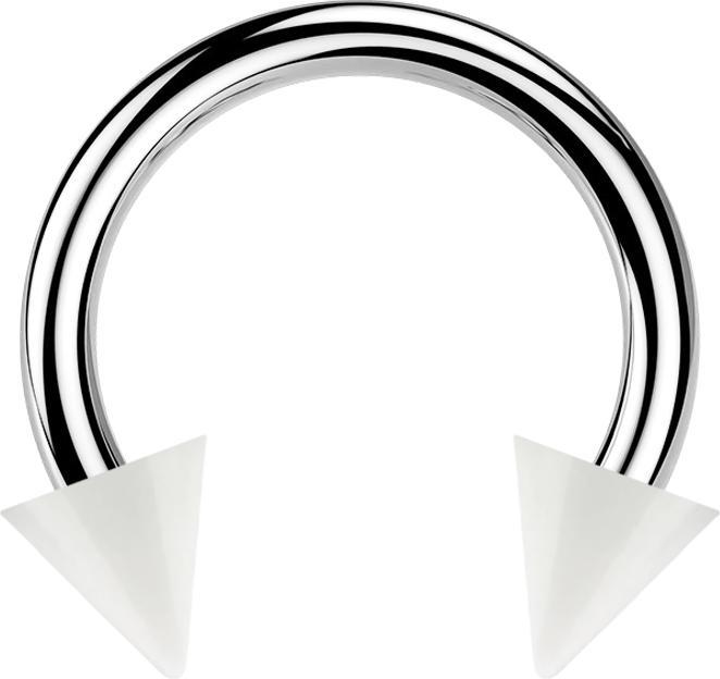 Star Piercing Circular Barbell silber mit zwei Cones weiss (Acryl, ohne Messing, Chirurgenstahl 316L)