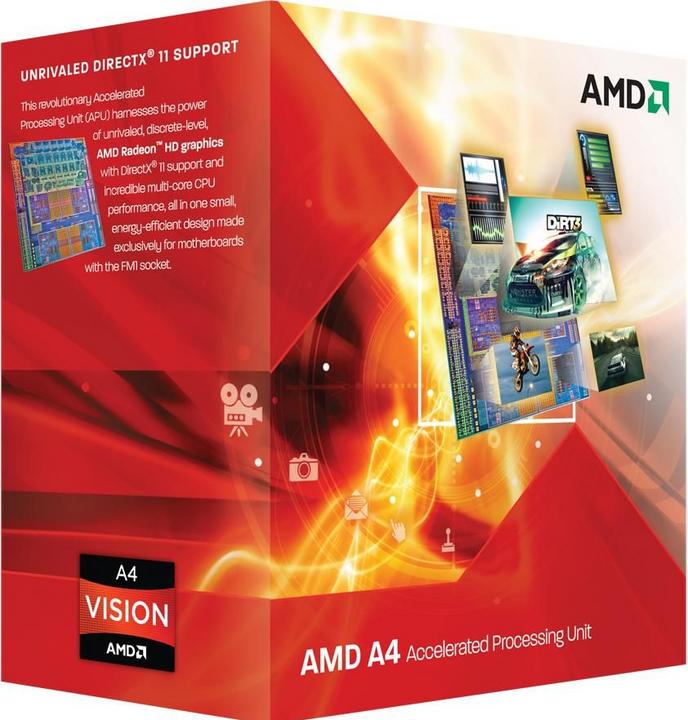Actual product image AMD A4-3400 Apu, 2c/2t (FM1, 2.70 GHz, 2 -Core)