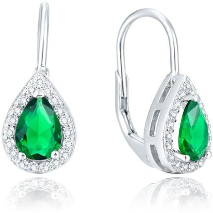 Beneto Silver earrings with green crystal AGUC1161 (L)