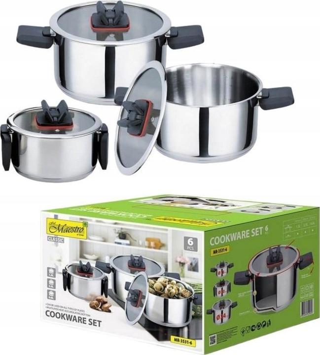 Produktbild Maestro Zestaw garnków 6 elem. MR-3531-6 (24 cm, Pfannenset + Topfset, Edelstahl)