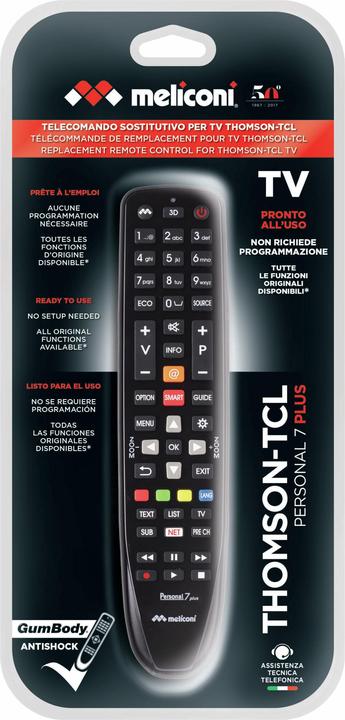 Image du produit Meliconi Gumbody Personal 7 plus IR Wireless TV Remote Control Buttons (Boutons de télécommande TV sans fil) (Télécommande universelle)