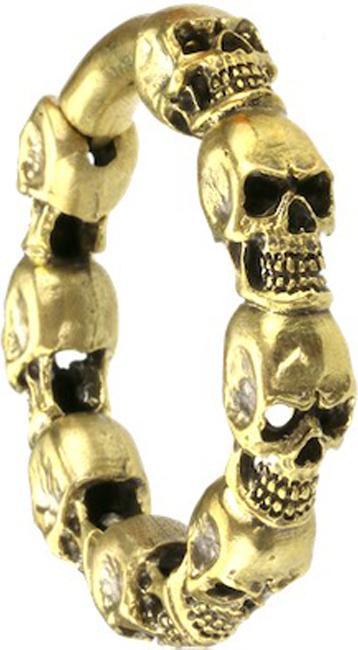 Star Piercing Ohrgewicht Segmentring klappbar vergoldet Totenköpfe (Messing)