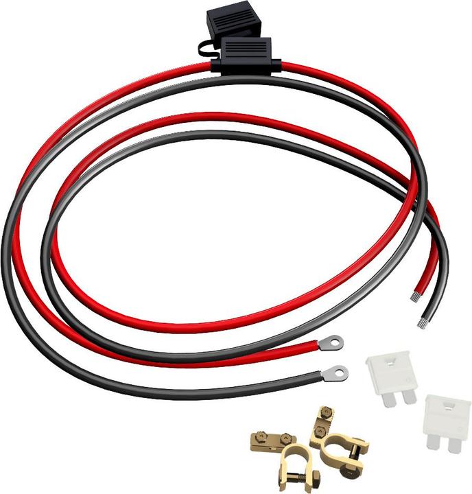Actual product image Offgridtec 1,5m 4mm² Batteriekabel M8 mit Flachsicherungshalter, 25A Sicherung und Polklemmen