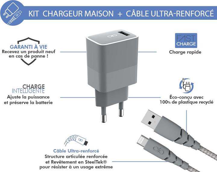 Produktbild Force Power Ladegerät USB A/Lightning-Kabel (USB 2.0)
