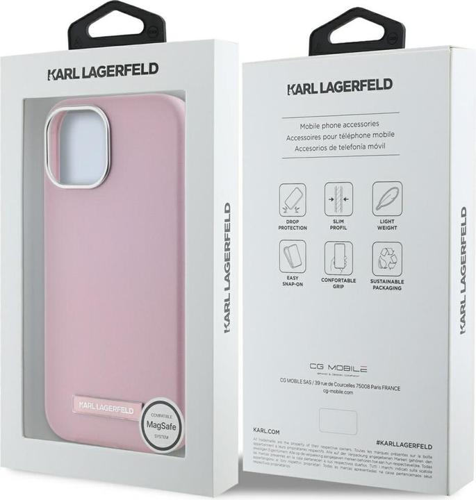 Immagine prodotto Karl Lagerfeld Case FW Metal Plate MagSafe for iPhone 15 pink (Apple iPhone 15)