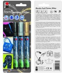 Produktbild Marabu Textilstift Painter Glitter (Gold, Silber, Schwarz, 3 mm, 3 x)