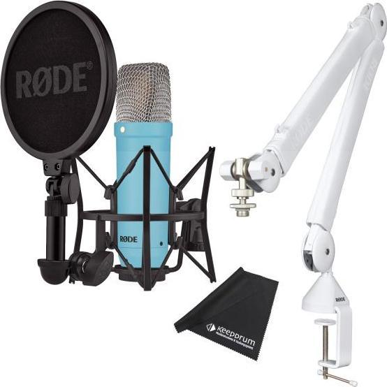 Actual product image RØDE NT1 Signature Blue Microphone with PSA1+ boom arm White