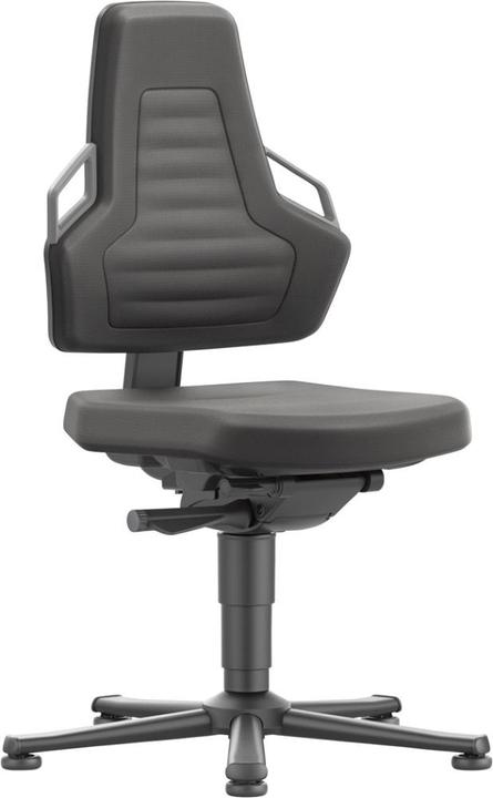 Bimos Arbeitsdrehstuhl Nexxit Bodengleiter Supertec-Gewebe schwarz Grifffarbe grau 450-600 mm