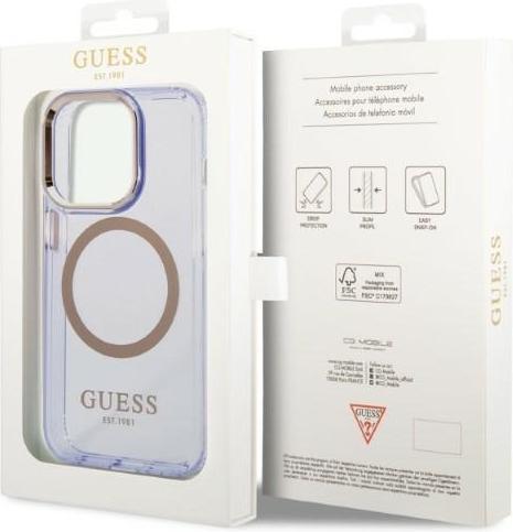 Produktbild Guess GUHMP14LHTCMU iPhone 14 Pro 6.1" purpurowy/purple hard case Gold Outline Translucent MagSafe (Apple iPhone 14 Pro)