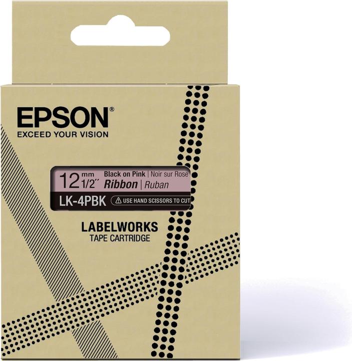 Actual product image Epson Label Cassette Lk-4pbk (1.20 cm, Black, Pink)