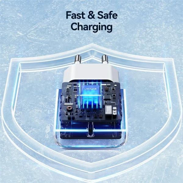 Immagine prodotto Usams Ład. siec. 1xUSB-C T65 PD20W PD Ricarica rapida US-CC226 + cavo USB-C/USB-C US-SJ711 60W biały/