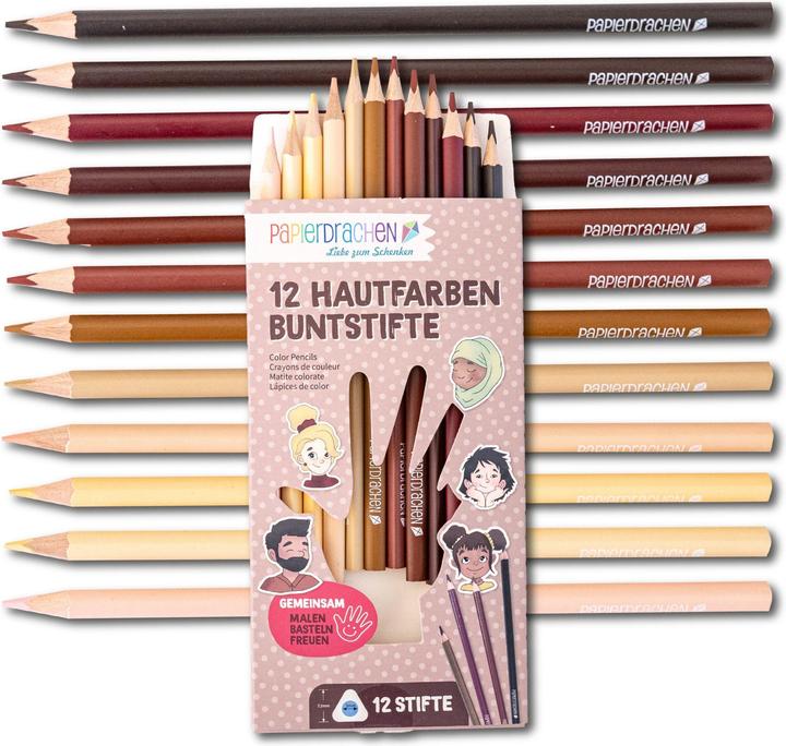 Produktbild Papierdrachen 12 Buntstifte in Hautfarben (12 x)
