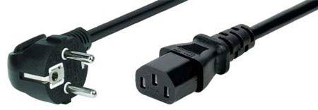 Actual product image Tecline Mains connection cable, Schuko plug angled to IEC socket, black, 5 m Mains connection cable f (5 m)