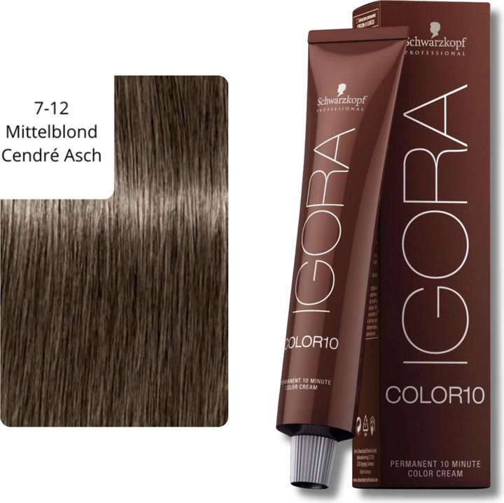 Produktbild Schwarzkopf Professional Igora Color10 Haarfarbe (7-12 Mittelblond Cendré Asch)