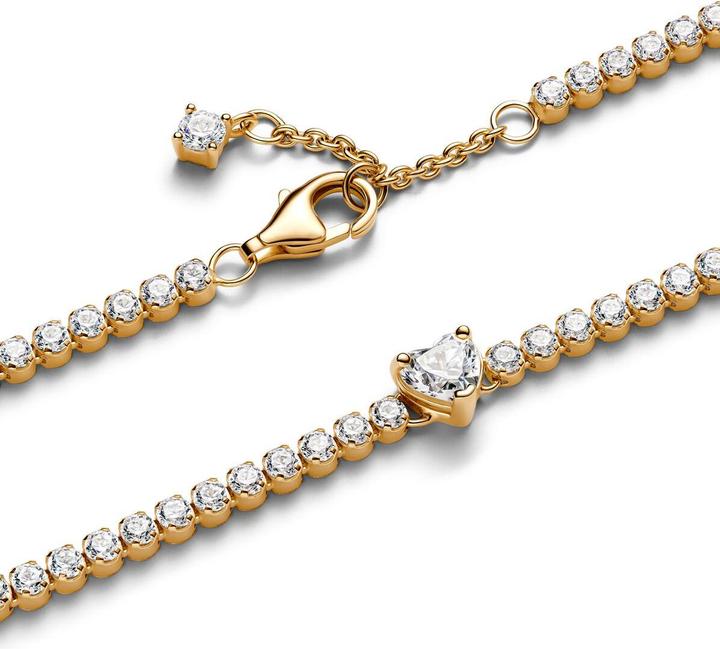 Actual product image Pandora Sparkling Heart Tennis Bracelet (20 cm, Gold plated, Metal)