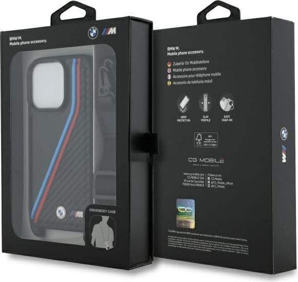 Actual product image BMW BMHCP16X23PSVTK iPhone 16 Pro Max 6.9" czarny/black hardcase M Edition Carbon Tricolor Lines (Apple iPhone 16 Pro Max)