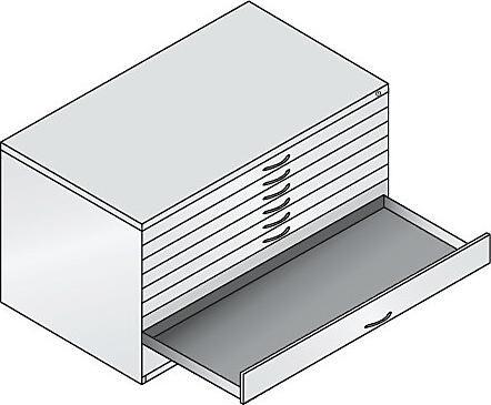Image du produit C+P Armoire à plans, format A0, 8 tiroirs, hauteur 760 mm, gris noir / blanc trafic.