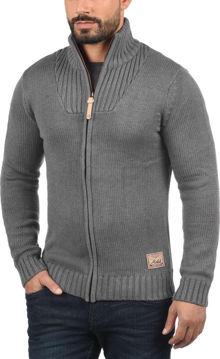 Actual product image Solid Poul Men's Cardigan Chunky Knit Jacket With Funnel Neck (XXL)