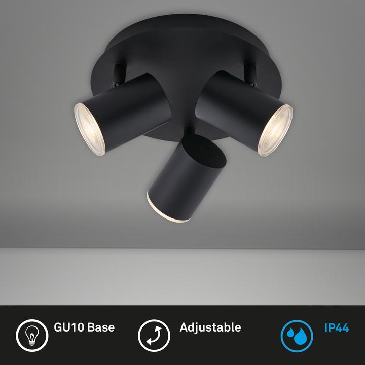 Actual product image Briloner LED bathroom spotlight, black, excl. 3xLED/GU10 (GU10)