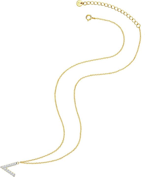 Immagine prodotto Glanzstücke München Lettera V da donna in argento sterling con zirconi in oro giallo 45,0 cm di catena base + 5,0 cm di (Argento, 40 - 45 cm)