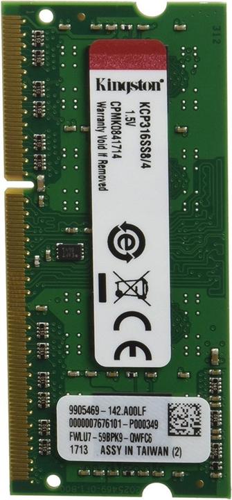 Actual product image Kingston Kcp316ss8/4 (1 x 4GB, 1600 MHz, DDR3-RAM, SO-DIMM)