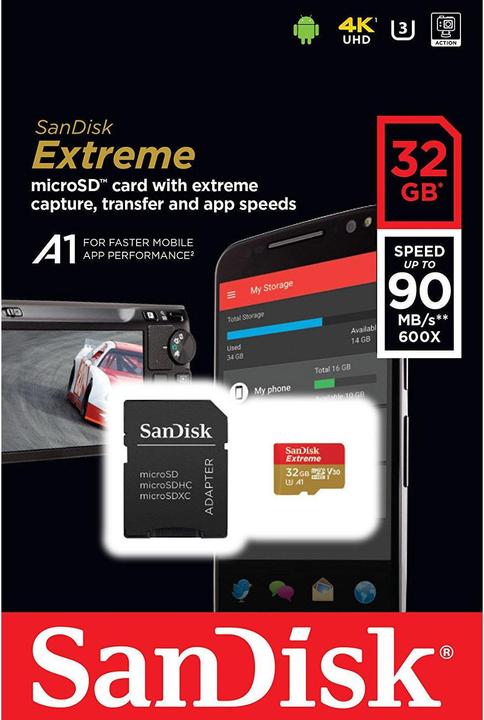 Productafbeelding SanDisk Extreme UHS-I V30 (32 GB, microSDHC, U3, UHS-I)