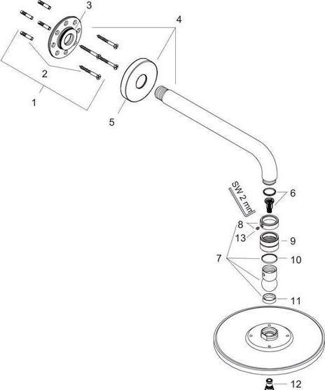 Actual product image hansgrohe Overhead shower set Raindance S 240 1jet 27474000 24 cm incl. shower arm 39 cm chrome (1 Beam types, 18 l/min)