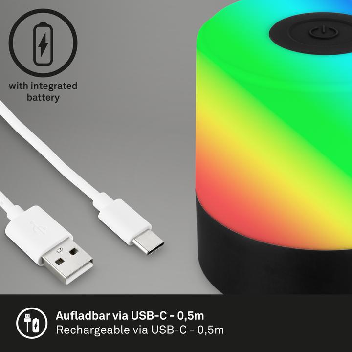 Produktbild Briloner Akku RGB LED Tischleuchte, schwarz, 1xLED/1,5W (100 lm)