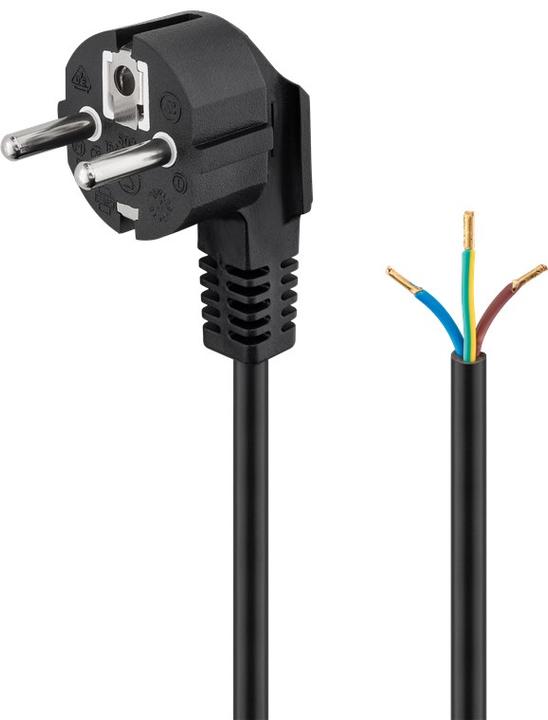 Actual product image Goobay protective contact cable angled for assembly, 2 m, black (2 m)