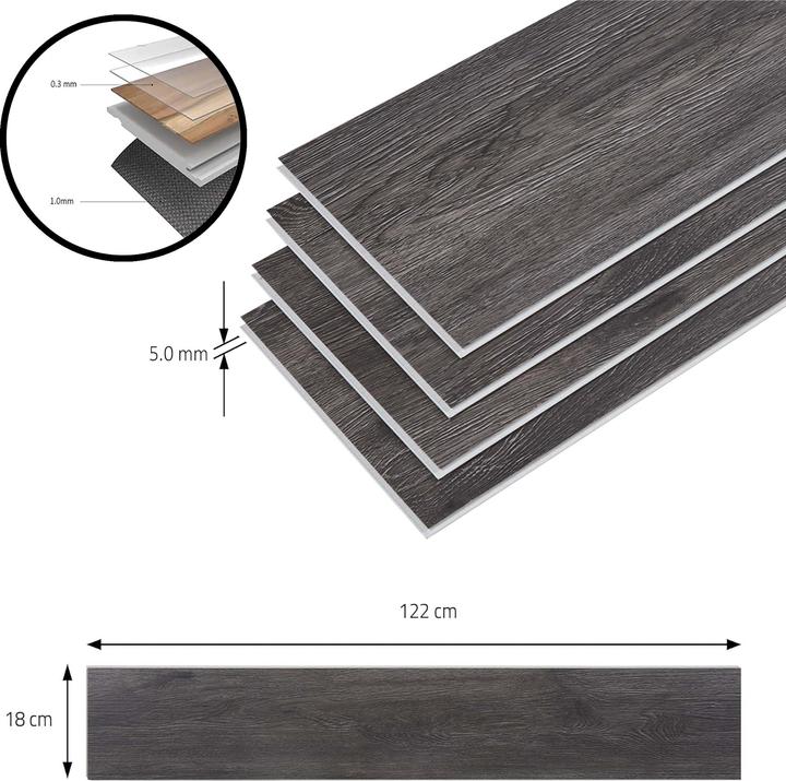 Produktbild neu.holz SPC Klickboden Okapirg 120 Dekordielen 26,352 m² Midnight Oak () (Vinylboden, 26.35 m²)