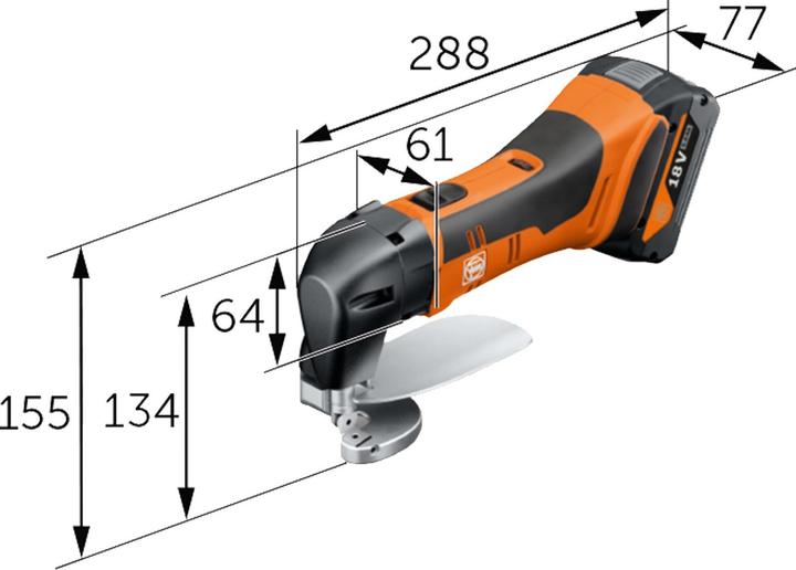 Actual product image Fein Cordless plate shears up to 1.6 mm|ABLS 18 1.6 E AS | without battery without charger