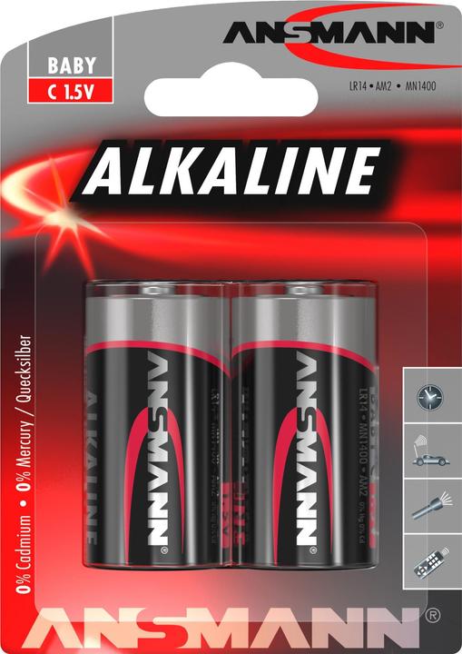 Actual product image Ansmann RED LINE - Battery 2 x C - Carbon (2 pcs., C, 7000 mAh)